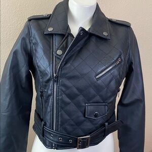 STOOSH vegan leather motorcycle Moto biker quilted zipper jacket NWT S